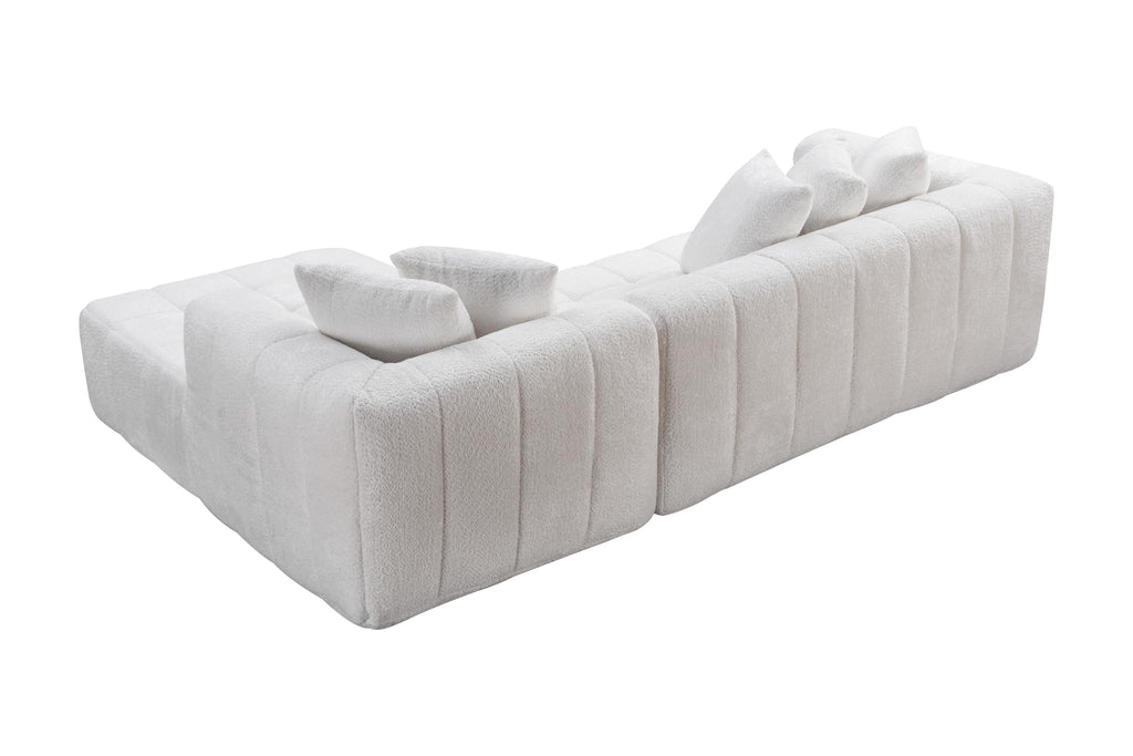 108" Tufted Boucle Cloud Boneless Sectional Sofa, Right Chaise, White