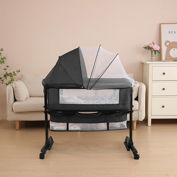 Baby Cradle, Freestanding Bedside Bassinet, 3-in-1 Convertible Bassinet with 360° Swivel Wheels, 2026 New Model