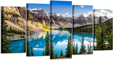 5 Pieces Canvas Prints Wall Art Canada Moraine Lake And Rocky Mountain Landscape Pictures Modern Canvas Painting