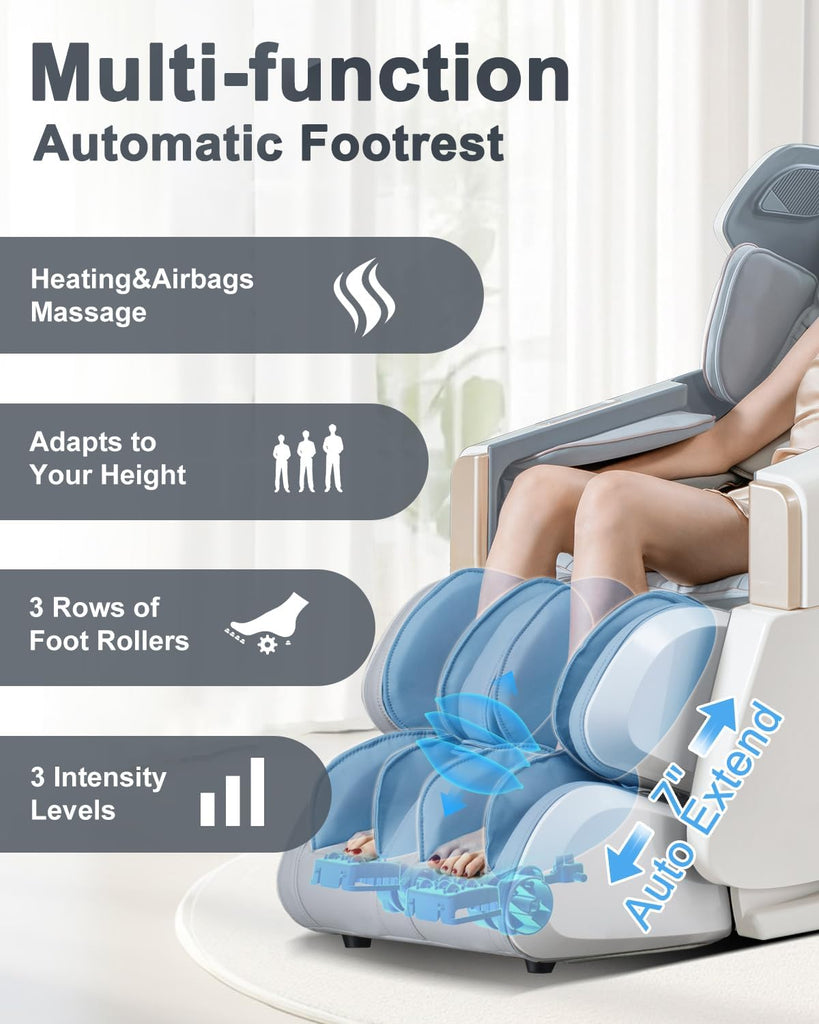 Massage Chair Full Body Zero Gravity 54" SL-Track Shiatsu Recliner | Body Scan, Adjustable 18 Modes, Auto Extending