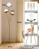 Tripod Floor Lamp Dimmable Globe Floor Lamps with 3 LED Bulbs Included