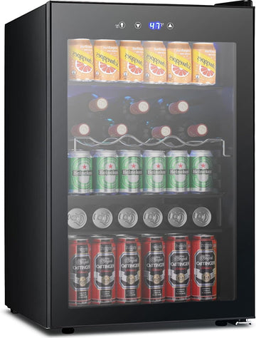Beverage Refrigerator, 145 Can Mini Fridge Glass Door for Soda Beer
