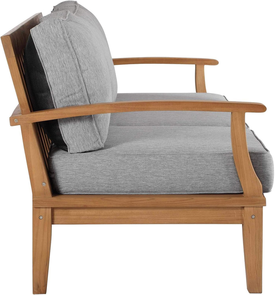 Marina Outdoor Patio Teak Sofa in Natural Gray