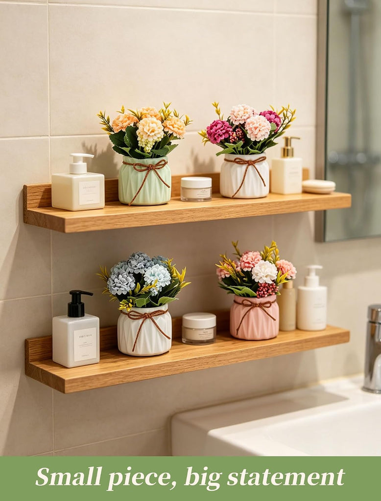 Hydrangea Artificial Flowers in Vase for Table, 4 Pcs, 5.9 Inch | 4 Colors, Small Ceramic Vase with Flowers, Cute