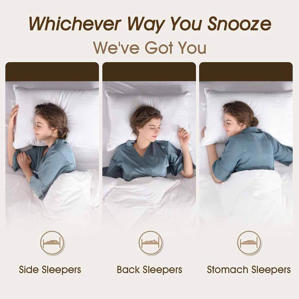Down Alternative Pillows Queen Size Set of 2 - Hotel Collection Soft Bed Pillows for Sleeping, Perfect for Side, Back