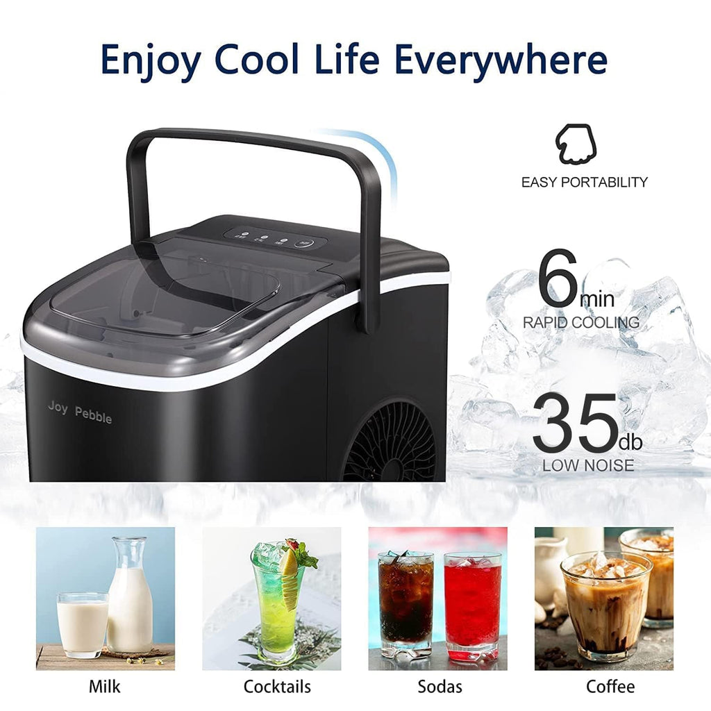 Countertop Ice Maker Portable Ice Machine with Handle,Self-Cleaning Ice Makers, 26Lbs/24H, 9 Ice Cubes Ready in 6