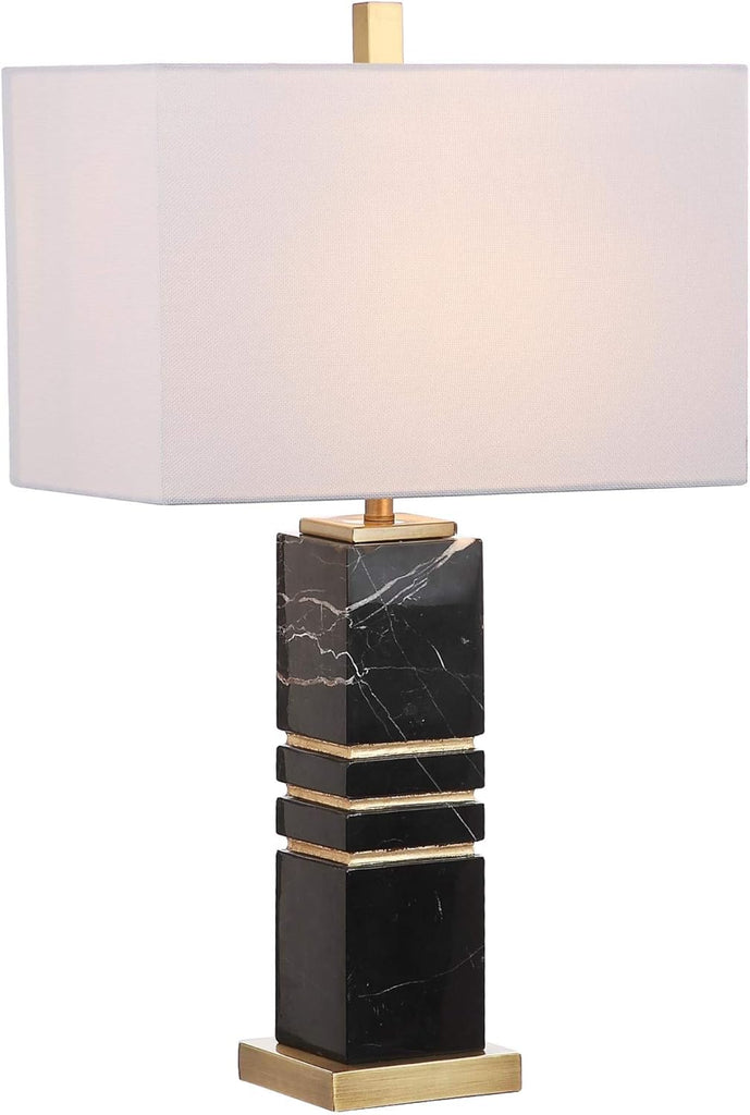 Jaxton Modern Black/ Gold Marble 28-inch Bedroom Living Room Home Office Desk Nightstand Table Lamp (LED Bulb Included)