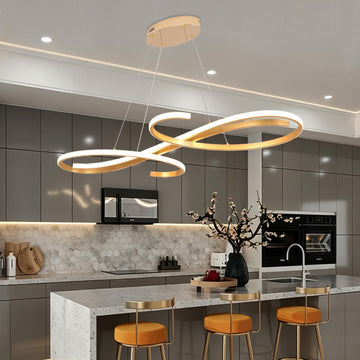 Gold Led Chandelier Dimmable Modern Chandelier for Dining Room Light Fixture Contemporary Led Pendant Light for Kitchen Island Lighting with Remote
