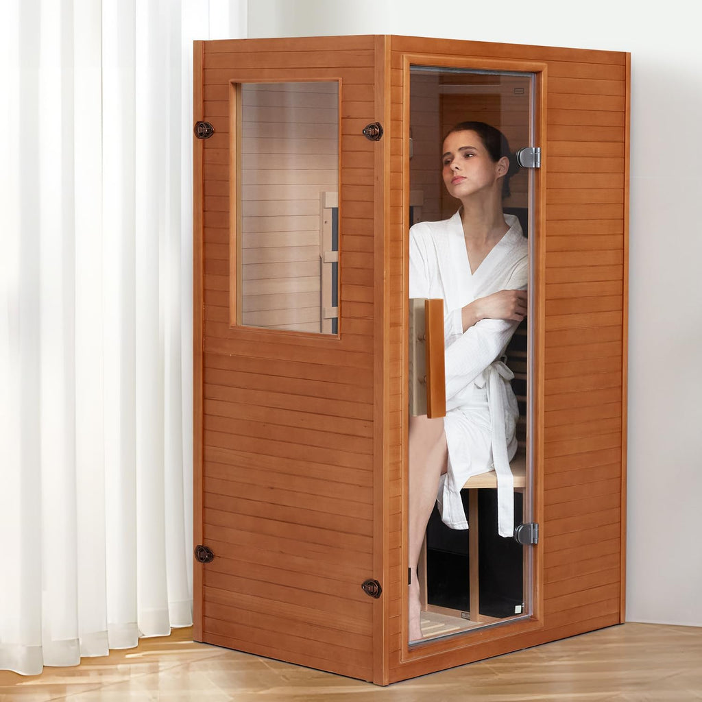 Infrared Sauna Home Sauna, Indoor Far Infrared Saunas for Home, 1 Person Canadian Hemlock Wooden Spa Room