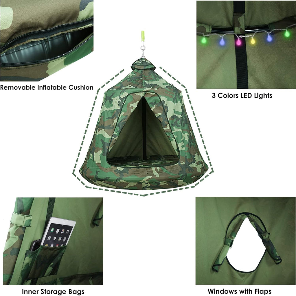 X-Shaped Hanging Tree Tent W/Swing Chair,Hammock Chair W/Stand | Canopy w/Steel Frame,Indoor Outdoor Egg Basket Patio