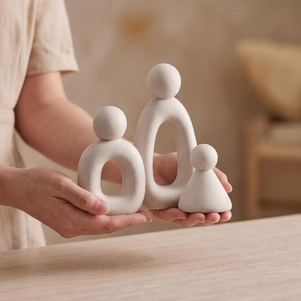 Abstract Family of 3 Figurines Modern Sculptures Home Decorative Accents TV Stand Decor Bookshelf Knick Knacks Gifts