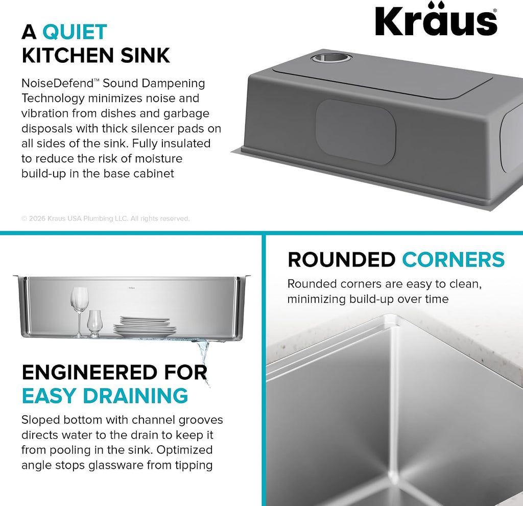 Fairlane 32 in Undermount Workstation Single Bowl 18-Gauge Stainless Steel Kitchen Sink with Accessories, KWU610-32