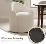 Upholstered Dining Chairs with Casters, No Assembly Modern Dining Room Chairs Accent Vanity Chair with 5 Wheels &