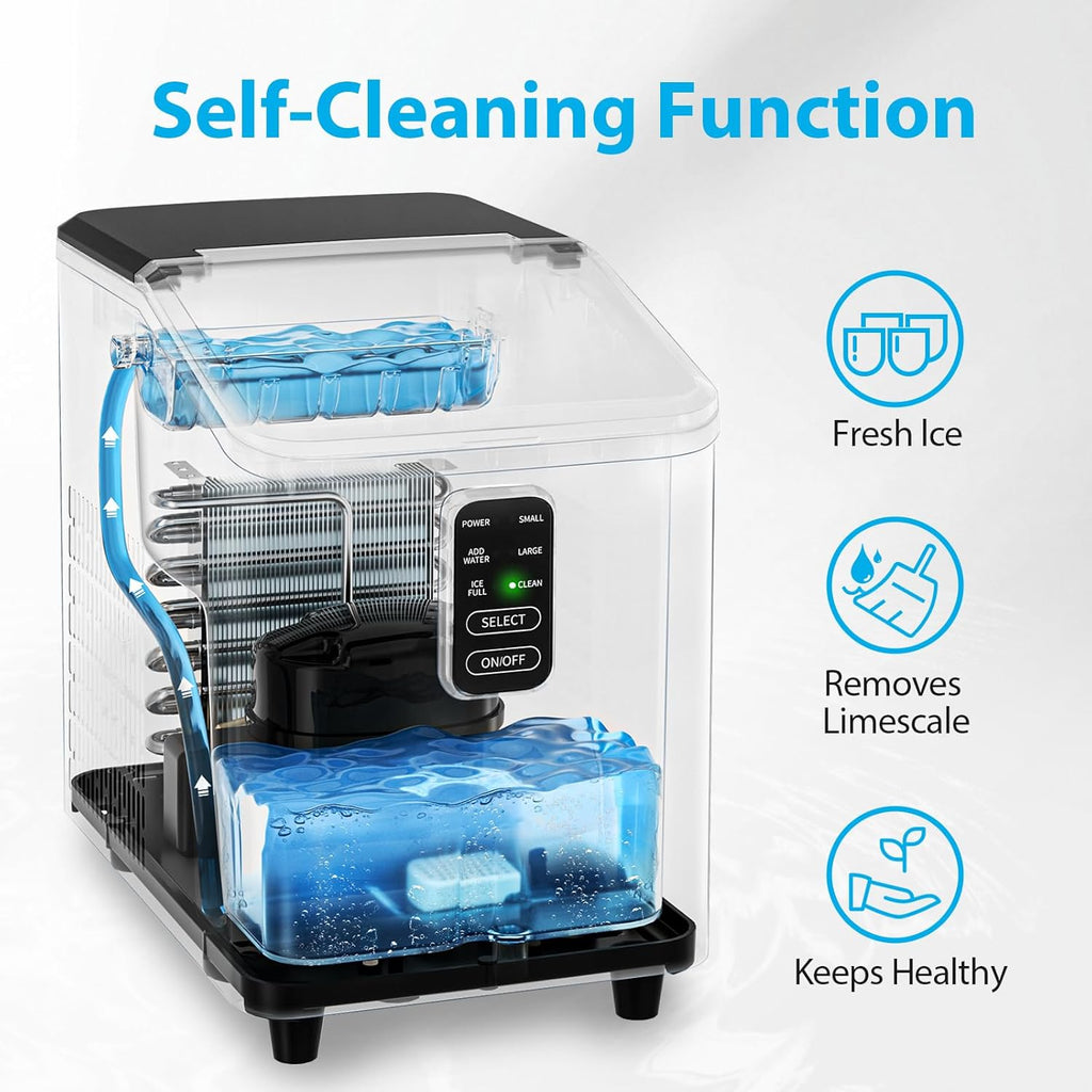 Ice Maker Countertop 26lbs/24H, Ice Machine 8 Ice Cubes Ready in 6 Mins, 2 Sizes of Bullet Ice Portable Ice Makers
