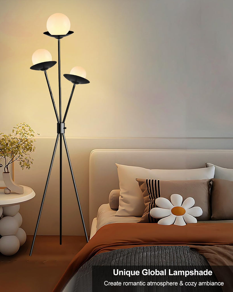 3 Globe Dimmable Tripod Floor Lamp, Mid Century Tree Floor Lamps with 3Pcs 3000K Bulbs Included