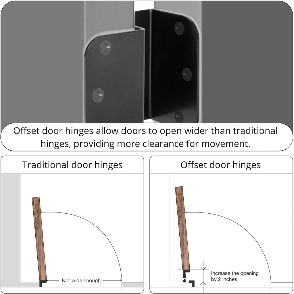 3-Pack Offset Door Hinges, Matte Black Door Hinges 3.5 Inch 5/8" Radius Corner for Handicap