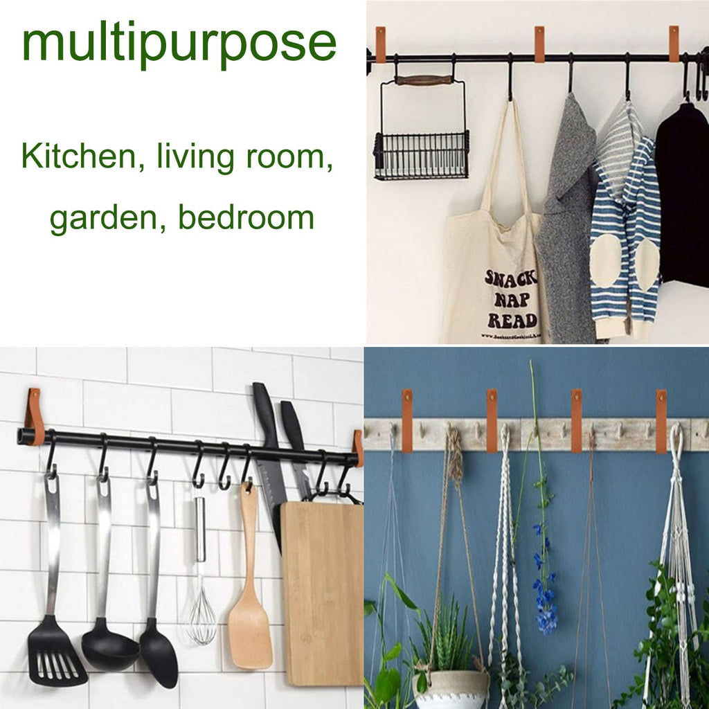 Wall Hanging Strap Wall Mounted Loop Handmade Leather Drawer Pull Leather Cabinet Pulls for Towel Bathroom Kitchen