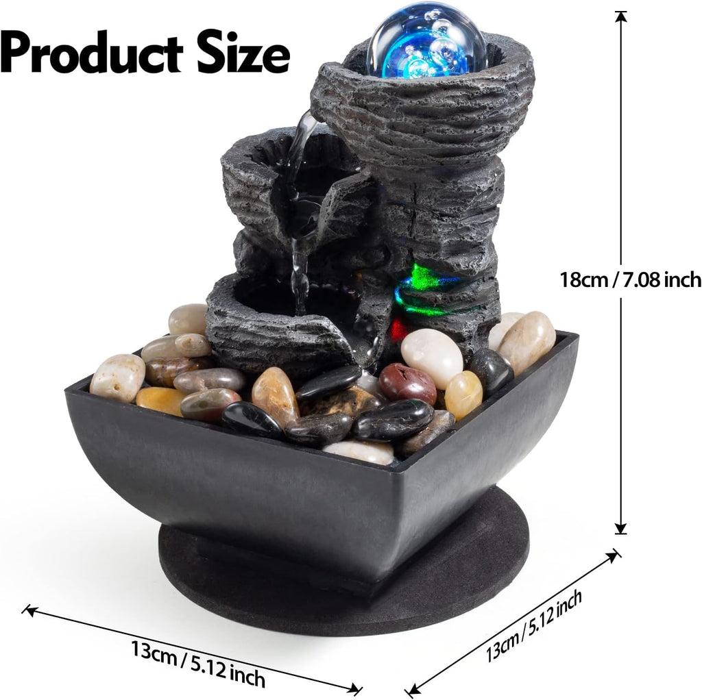 Tabletop Fountain Indoor Waterfall Meditation Fountain Like Layers of Rock Desktop Water Feature Includes Many