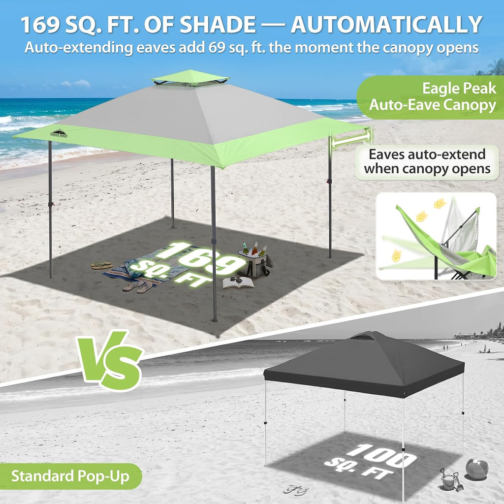 13x13 Straight Leg Pop Up Canopy Tent Instant Outdoor Canopy Easy Single Person Set up Folding Shelter w/Auto Extending