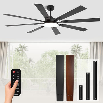 72 Inch Ceiling Fans with Lights and Remote, Dual Color 8 Blades