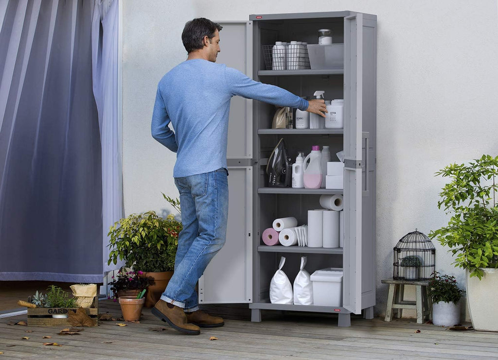 Storage Cabinet with Doors and Shelves for Laundry Room, Garage, Bathroom Accessories, Closet and Home Organization