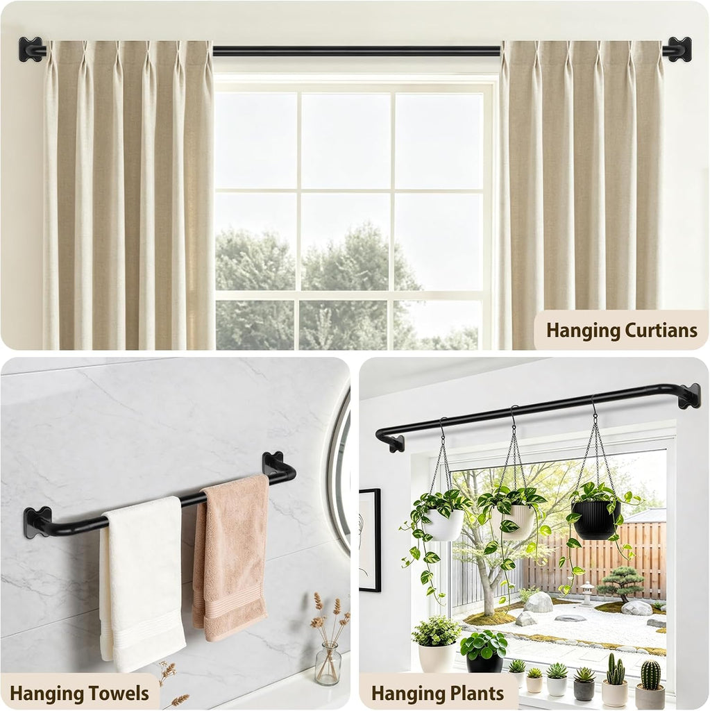 Black Wrap Around Curtain Rods, Blackout Curved Drapery Rod | 3/4 Inch Diameter, Room Darkening Design
