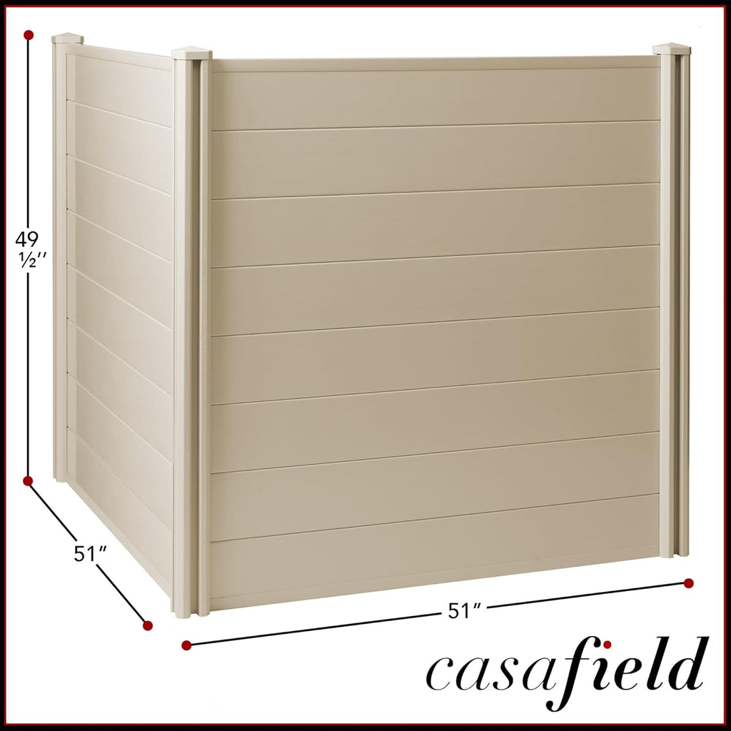 48" x 48" Privacy Screen - Outdoor Vinyl Fence Panel Enclosure for AC/Trash Bins/Pool Equipment - Tan