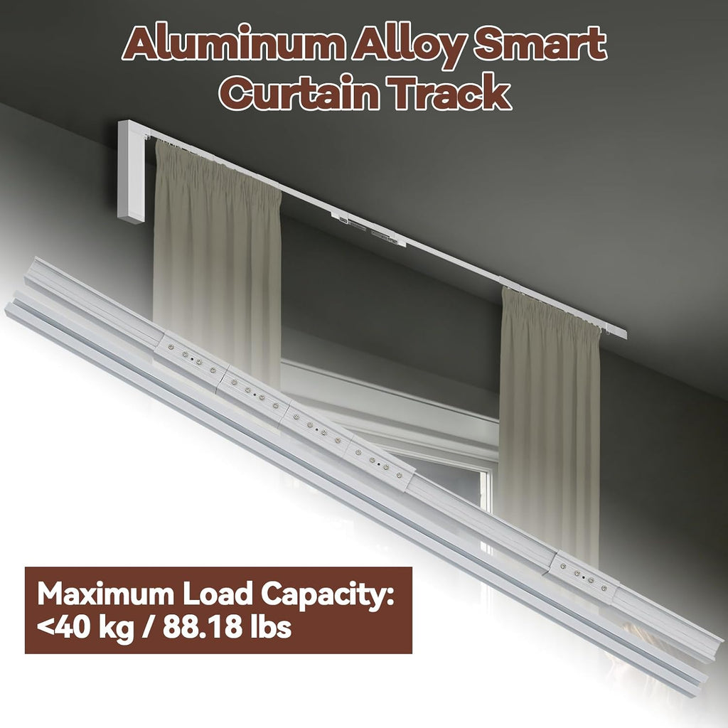 Electric Curtain Track, 7.08-13.78ft Motorized Curtain Rods | Remote Control and Motor, App/Remote Control, For