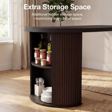 38.6" to 110.2" Modern Extendable Dining Table, Expandable Fluted Round Table for 2-12 People with Storage, Space