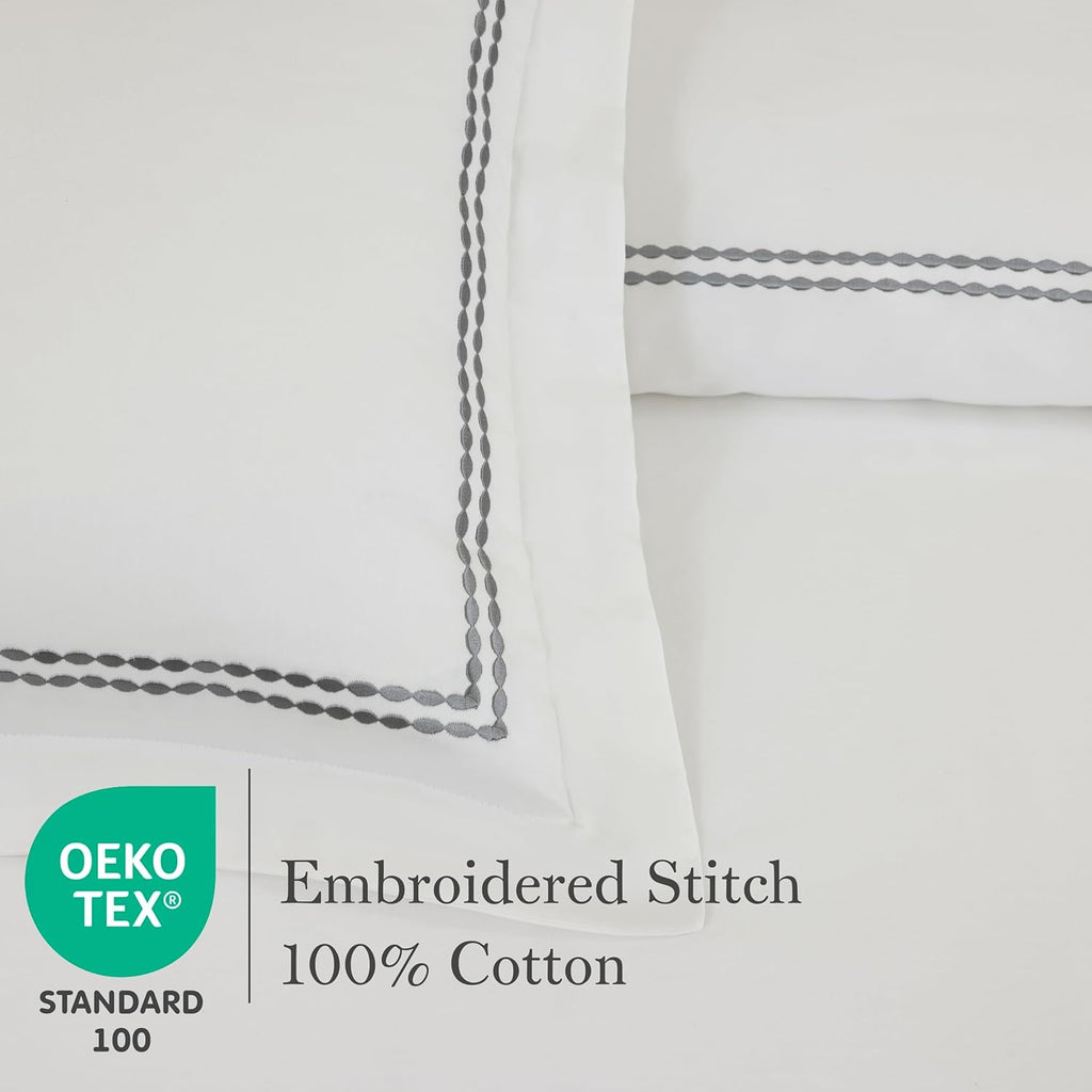 White Duvet Cover Luxury Hotel Quality Bedding Set 100% Cotton Embroidered Duvet Covers with 2 Pillow Shams