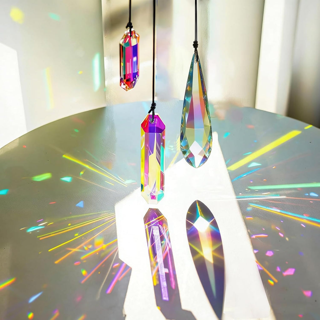Set 3 Sun Catcher Crystal Prisms AB Colored Crystal Suncatchers for Window - Rainbow Maker Prisms
