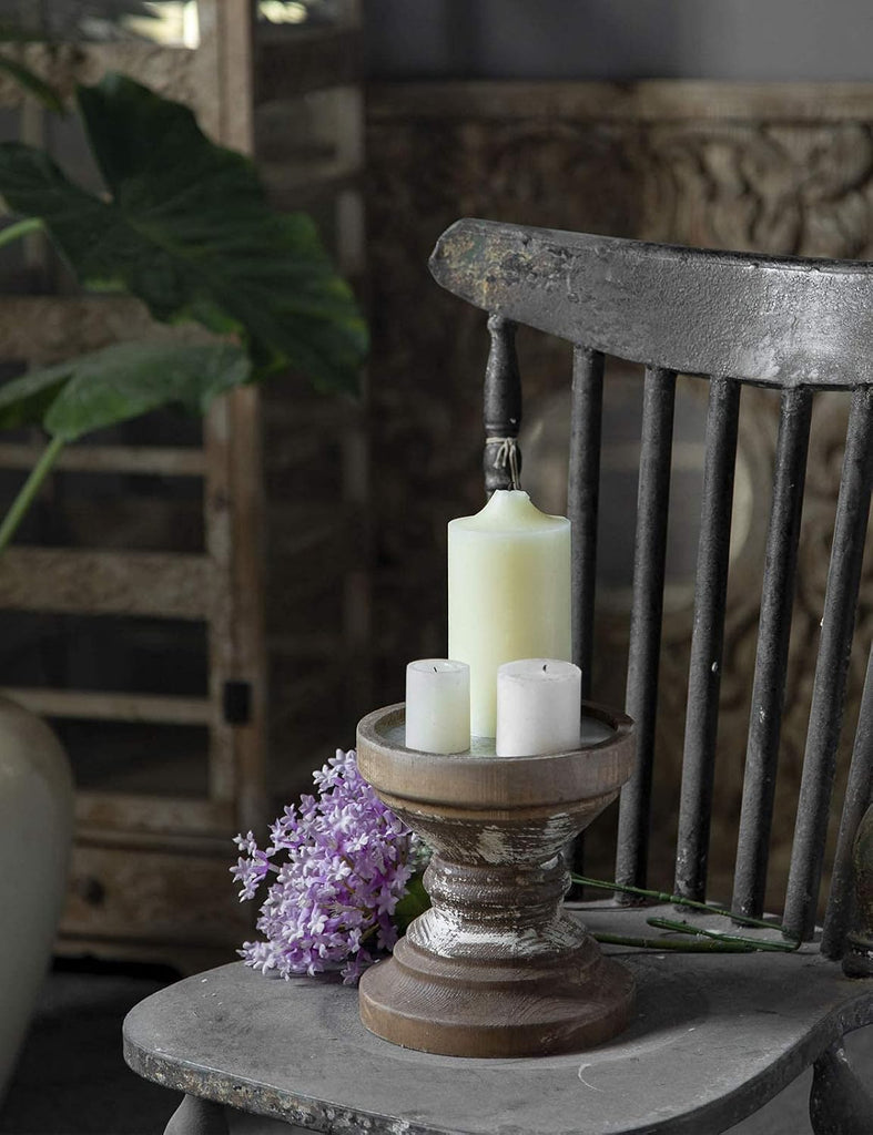 Farmhouse Antique Candle Holder for Pillar Candle, Vintage Wooden Pillar Candle Holder,Rustic Candlestick Holder for
