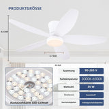 42" Ceiling Fans with Lights-Low Profile Ceiling Fan with Light and Remote/APP Control,Flush Mount,DC Reversible,LED Dimmable Modern Ceiling Fans for Bedroom,Indoor/Outdoor Patio Use(White) A101-B0CZH6X24P