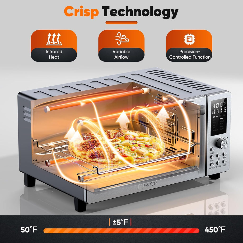 Bravo Pro Convection Air Fryer Toaster Oven Combo, 2025 New and Improved, 10-in-1, 50°-450°F Temp Controls, Quick & Even Crisp Technology, 21Qt Capacity, Stainless Steel, PFAS Free