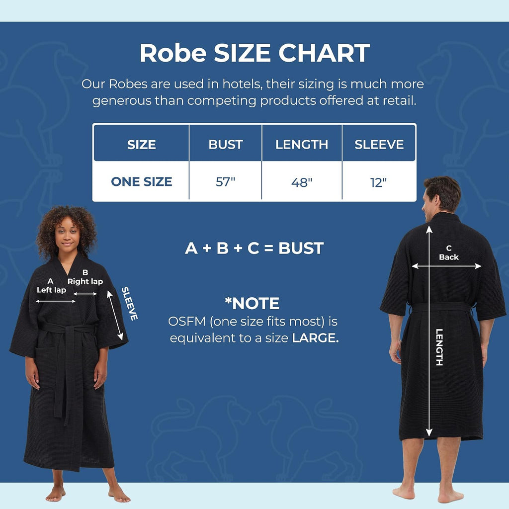 Square Waffle Spa Kimono Robe for Men or Women | Soft Lightweight Textured Fabric with Classic Kimono Design