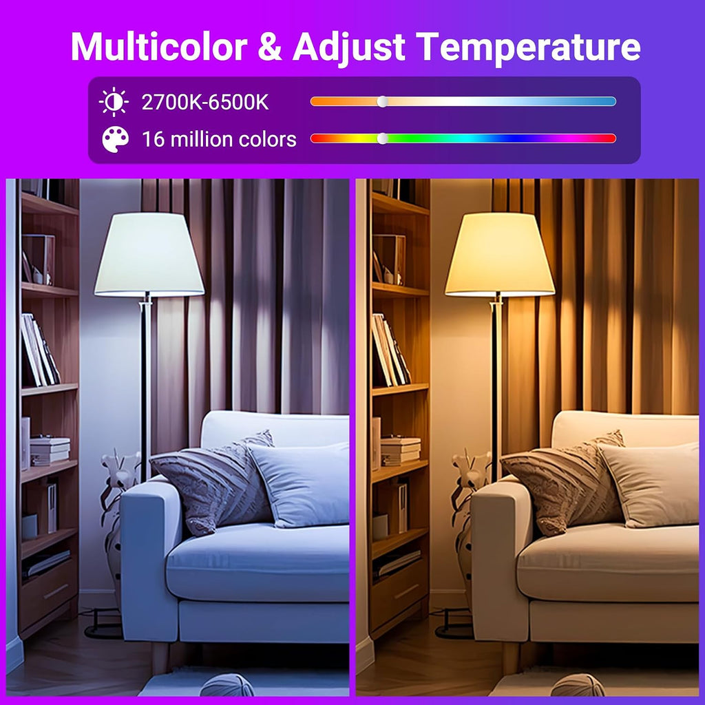4 Pack Smart Light Bulbs, Bluetooth WiFi Led Bulb Work with Alexa &Google Assistant, RGB Color Changing Alexa Bulbs