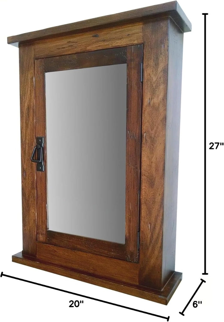 Dijkoo ZyduzscAT NUOTIRUIS Primitive Mission Medicine Cabinet/Surface Mount/Distressed Medium Finish/Solid Wood &