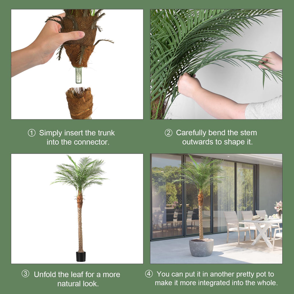 7ft Fake Phoenix Palm Tree with 15 Adjustable PE Leaves