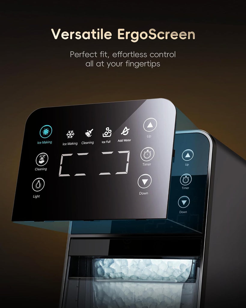 Nugget Ice Maker Countertop, 40Lbs/24H Chewable Pebble Ice, One-Touch Timer Control, Self-Cleaning Sonic Ice Machine