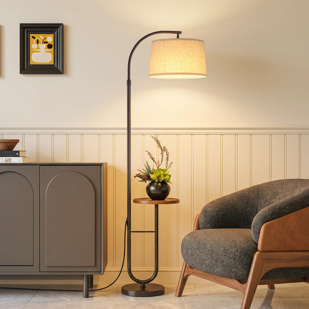 Modern Arc Floor Lamp, Adjustable Height, 3-Color Bulb
