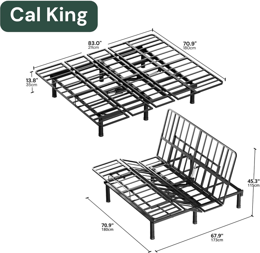 California King Adjustable Bed Frame with Wireless Remote, Zero Gravity, Head & Foot Incline, Anti-Snore, Memory