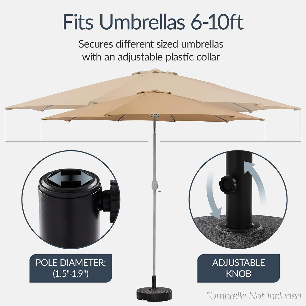 Fillable Umbrella Base Stand Scallop Pattern Plastic Patio Umbrella Base Stand, Pole Holder w/ 55lbs Weight Capacity