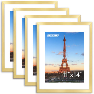 11x14 Picture Frame Bulk-4 Pack, Photo Frame with HD Plexiglass, Display Pictures 8x10 with Mat or 11x14 Without Mat