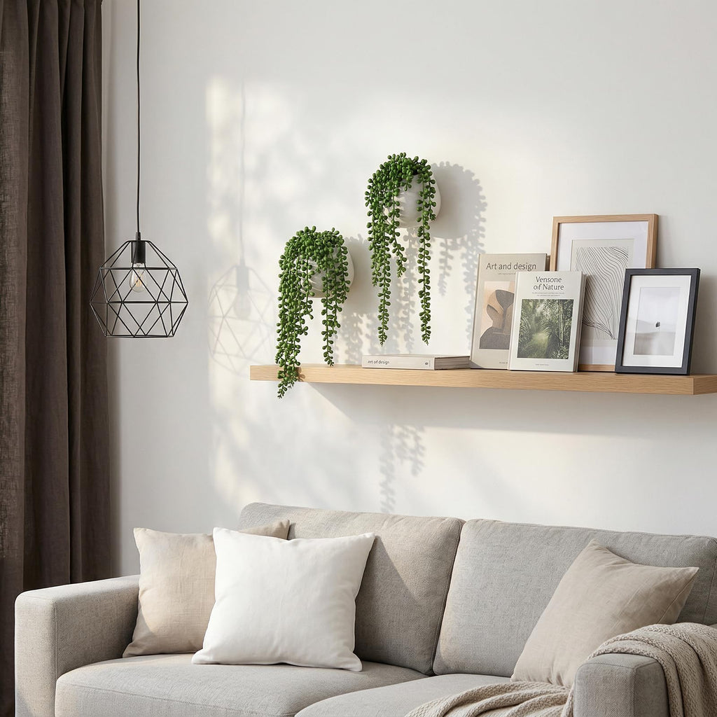 Faux String of Pearls Plants White Ceramic Wall Planter Set of 3