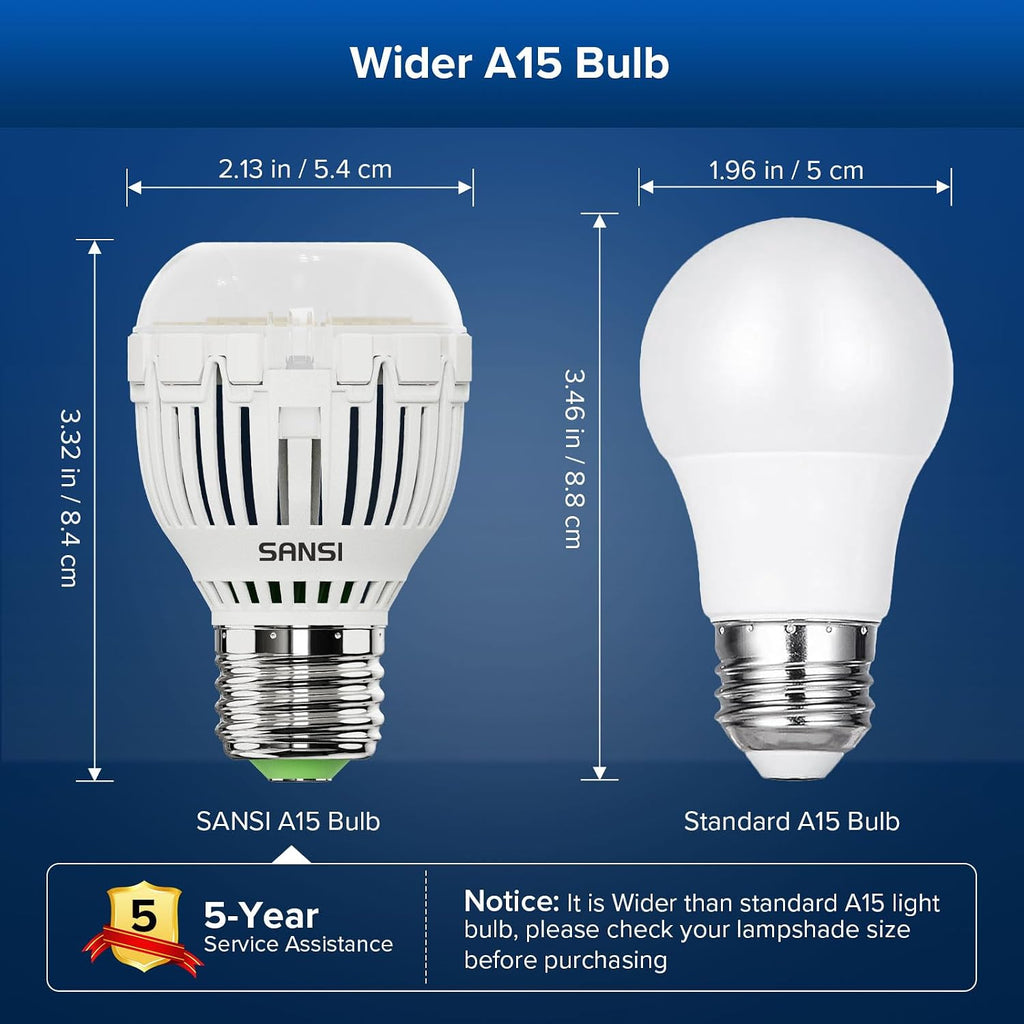 100W Equivalent A15 LED Light Bulb, 1600 Lumens 5000K Daylight White Bulb, Energy Saving 25,000 Hours Lifespan Non (4-Pack)