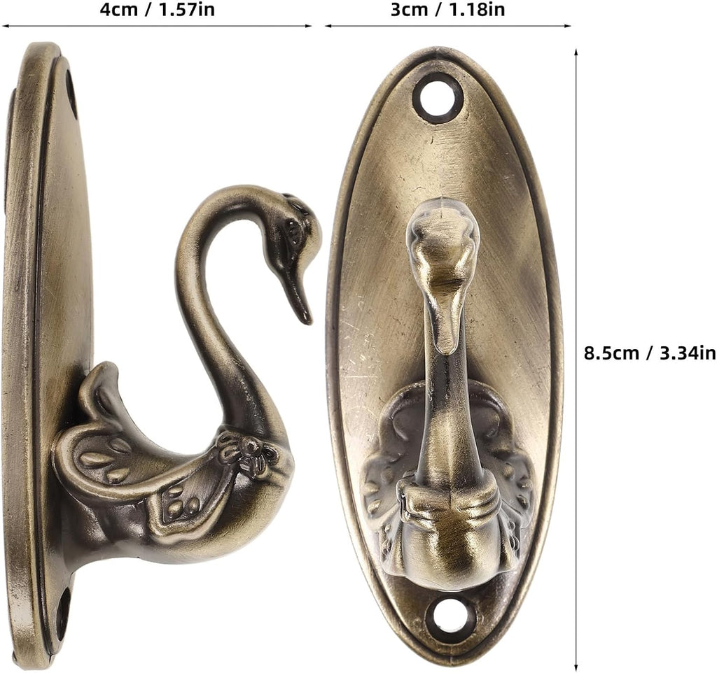 Pair of Swan Style Drapery Curtain Holdbacks Tieback Hooks Tiebacks, U-Shaped Metal Curtain Hooks for Wall, Vintage