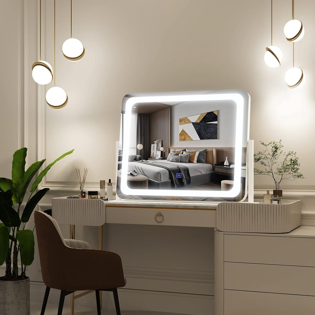 Vanity Mirror with Lights 22''x17'' Makeup Mirror with Lights,Vanity Mirror Touch Screen with 3-Color Lighting