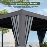 Aoxun Louvered Pergola 10' x 12' Outdoor Aluminum Pergola with Adjustable Top for Decks, Gardens and Backyards, Gray