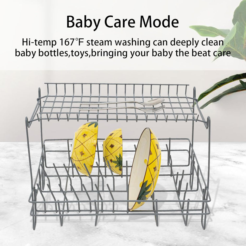 3-in-1 Function Countertop Dishwasher, 900W Portable Mini Dishwasher with 5 Cleaning Modes, 17 Spray Nozzles