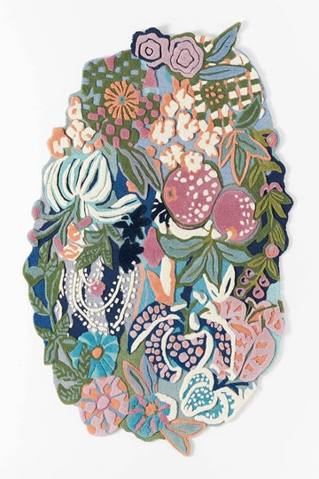 Hand Tufted Floral Area Rug, New Zealand Woolen Carpet and Hall (8 x 10 Feet, Multicolor)